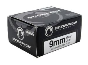 Scorpion Ammo 9mm 124gr JHP Ammunition 20 rd Box 