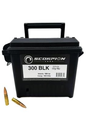 SCORPION AMO 300 BLK 147GR FMJ 200RD CAN ( 3 PER CASE) 