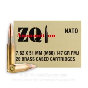 7.62x51mm - 147 Grain FMJ M80 - ZQI - 640 Rounds 
