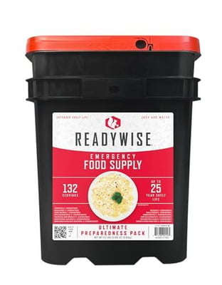 ReadyWise Emergency Food Supply - 132 Servings, Survival Bucket, Dehydrated & Freeze Dried Protein Meals, Camping Essentials, Ready to Eat Disaster Prepping Supplies,up to 25 Year Shelf Life 01-193