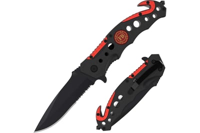 Swiss Safe 3-in-1 Tactical Knife for Military and First Responders - Fire Department Red SWI-FGS-A007-01-AF1US