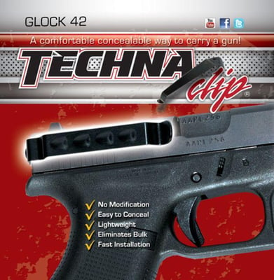 Techna Clips Handgun Retention Clip Glock 42 Right/Left G42BRL