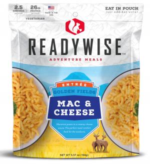 Wise Foods RW05-009 Outdoor Food Kit Golden Fields Mac and Cheese Cheesy Pasta 6 Per Case 2.5 Servings Outdoor Camping Pouches 855491007321