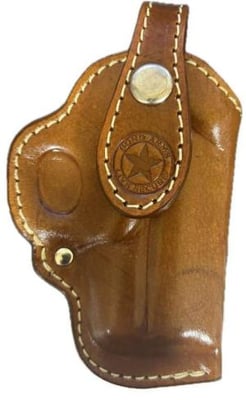 Prem Leather Clip Hol 3.5" LH Tan/White Stitch 