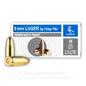 9mm - 124 Grain FMJ - Scorpio - 1000 Rounds S9A