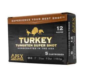 Apex Turkey 12ga 3" 2 1/4oz #9 Tungsten Super Shot 5rd 859781007056