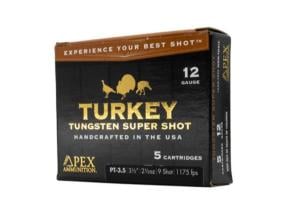 Apex Turkey TSS Shotgun Ammo 12 ga. 3.5 in. 2-1/2oz #9 tungsten shot 5 rd 1175 FPS