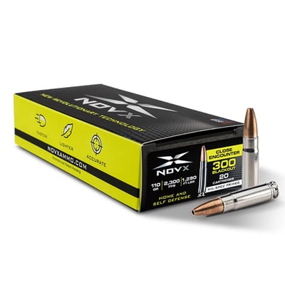 NovX Close Encounter Rifle Ammunition .300 Blackout 110Gr Lead Free HP 2300 Fps 20/ct 300BLK110CE-20