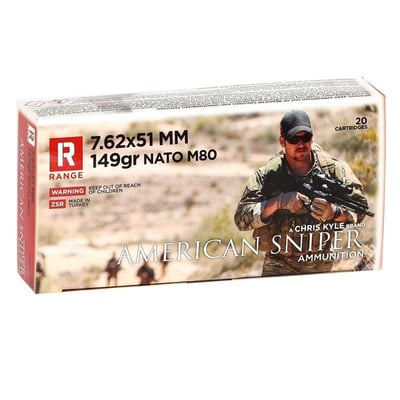 ZSR Ammunition "American Sniper" 7.62x51mm NATO M80 FMJ 149gr 20rd - 14.99 ZSR762x51