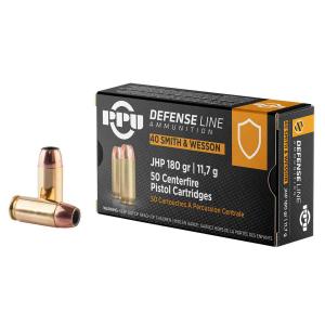 PPU DEF 40 S&W 180GR JHP 50RD BOX 10 BOXES PER CASE 