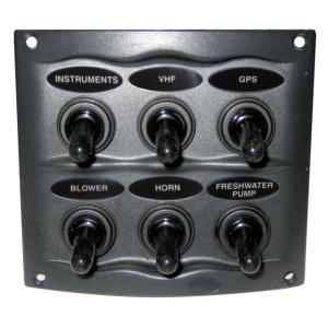 Marinco Waterproof Panel - 6 Switches - Grey, 900-6WP 870216001104