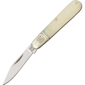 Rough Rider Knives 1273 Small Stainless Clip Blade Barlow Knife with White Smooth Bone Handle
