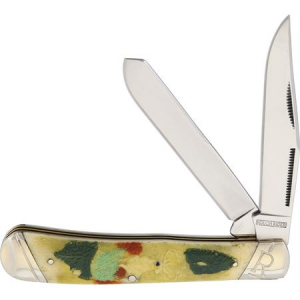 Rough Rider Knives 1557 Whitetail Trapper Bone Folding Pocket Knife with Natural Bone Handle