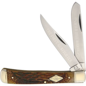 Rough Rider Knives 1599 Wild Bill Hickok Trapper Folding Pocket Knife with Brown Jigged Bone Handle