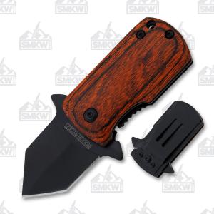 Rough Ryder Lil’ Stumpy Money Clip Framelock Black 440A Stainless Steel Blade Wood Handle 871373120080