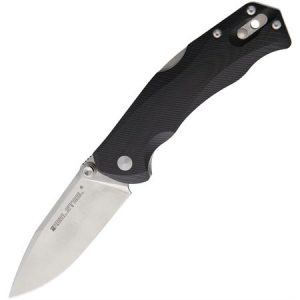 Real Steel 7795 H7 Leopard Satin Lockback Folding Pocket Drop Point Blade Knife with Black Contoured G-10 Handles
