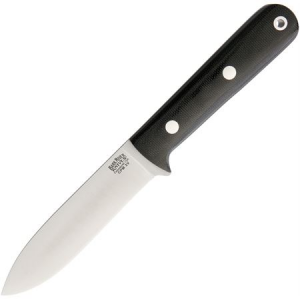 Bark River Knife & Tool 08023MBC Mini Kephart 3V Fixed Spear Point Blade Knife with Black Canvas Micarta Handle