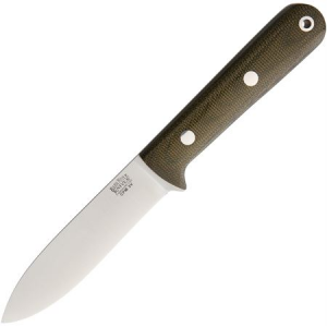Bark River Knife & Tool 08023MGC Mini Kephart 3V Fixed Spear Point Blade Knife with Green Canvas Micarta Handle