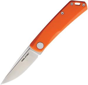 Real Steel Luna LITE Slip Joint Folding Knife, 2.75 satin finish D2 tool steel blade, Orange G10 handle, 7036