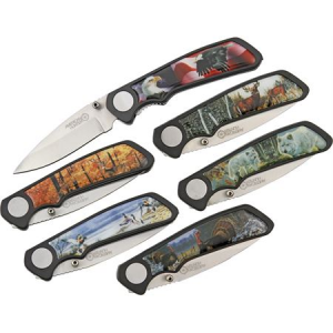 American Hunter Knives 500 Wildlife 6 Pc Pocket Knife Set with Black Aluminum Handle 871374105000