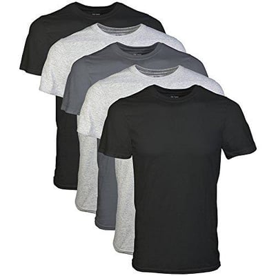 Gildan Men's Crew T-Shirts, Multipack, Style G1100, Black/Sport Grey/Charcoal 100% Cotton (5-Pack), X-Large 883096378044