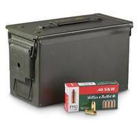 500 rds. Sellier &amp; Bellot .40 S&amp;W 180 Grain FMJ Ammo with .50 cal. Can 885344290924