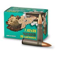 Brown Bear, 7.62x39, FMJ, 123 Grain, 500 Rounds AP762FMJ/CS