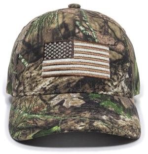 Outdoor Cap 202722-1-3 USA Flag Mossy Oak Break-Up Country Hook & Loop OSFA Uns