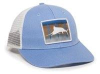 Blue/white With Marlin Patch 6 Panel Structured Mesh Back Fishing Cap With Plastic Snap MARLIN