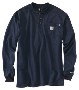 Carhartt Flame-Resistant Carhartt Force Cotton Henley for Men - Dark Navy - 2XLT 100233053-2670081