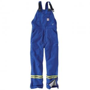 Carhartt Flame-Resistant Striped Duck Bib Lined Overall, Royal, 46/28, 101628-434-28-46
