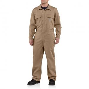Carhartt Flame-Resistant Traditional Twill Coverall, Khaki, 34/Short, 101017-250-SHT-34