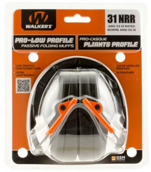 Walkers Game Ear GWPFPM1BKO Pro Low Profile Folding Earmuff Orange GWPFPM1BKO