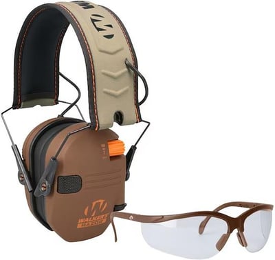 Walker's Razor Electronic Ear Muffs with Shooting Glasses Wetlands Brown 888151023358