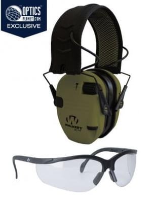 OpticsPlanet Exclusive Walkers Xtreme Digital Razor Muffs with Shooting Glasses Combo, Olive Drab Green, GWP-XDRSEMSGL-ODG GWPXDRSEMSGLODG