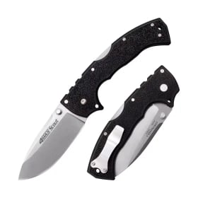 Cold Steel CS62RQZ 4-Max Scout 4" Folding Drop Point Plain Stonewashed/6" Black Griv-Ex Handle Includes Belt Clip CS62RQZ