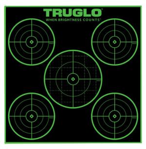 TruGlo TGTG11A25 Tru-See 5-Bull Target Black/Green Self-Adhesive Heavy Paper Universal Fluorescent Green 25 Pack TGTG11A25
