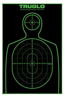 TruGlo TGTG13A25 Tru-See Handgun Target Black/Green Self-Adhesive Heavy Paper Universal Fluorescent Green 25 Pack