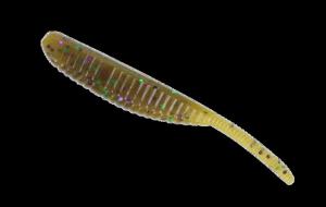 Yamamoto Baits 3in Shad Shape Worm, 10 Pack, Green Pumpkin w/ Large Green & Purple Flake, YAM-68JR-10-301 YAM68JR10301