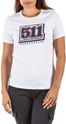 5.11 Tactical Number Plate S/S Tee - Womens, White, L, 31226ACO-010-L