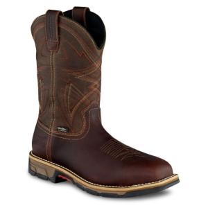 Irish Setter Marshall 83930 Mens Pull-On Boot w/ Safety Toe, 11 in Height, Waterproof, Leather, EE Extra Wide Width, Brown/Olive Green, 12, 83930E2120
