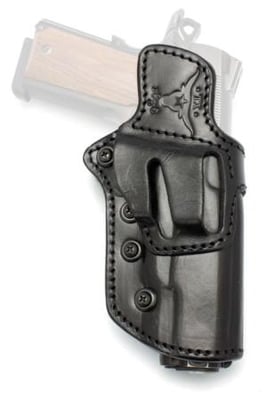 Texas 1836 Leather OWB Holster, Springfield XD Sig Sauer P320C Glock 26 / PT111 / G2 / Shiled Factory w/Laser Most Double Stack Sub Compact Pistols, Ambidextrous, Black, TX-LOCK-R-OWB-640 TXLOCKROWB640