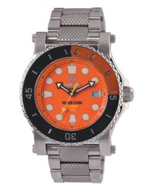 REACTOR Polaris Men's Watch with Never Dark Illuminated Dial, Stainless Case and Bracelet, Orange Dial, Medium, 42008 891979000494