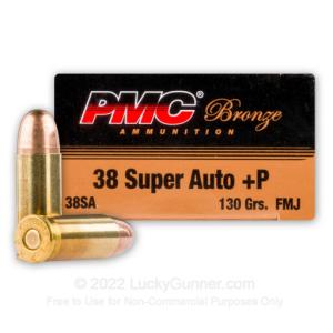 38 Super - +P 130 Grain FMJ - PMC Bronze - 1000 Rounds 38SA