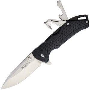 SRM K319N Sanrenmu Folder Finish stainless Knife with Black Nylon Handle