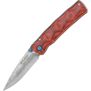 Mcusta Knives 75D Take Linerlock Folding Pocket Damascus Steel Blade Knife with Stamina Wood Handles