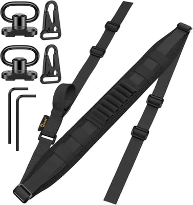 CVLIFE Two Point Rifle Strap with Quick Adjustment Length Loop Removable Shoulder Pad with 7 Elastic Loops 2 Pack 360° Metal Sling Swivels - $10 w/code "P7AEZ598" + FREE Shipping