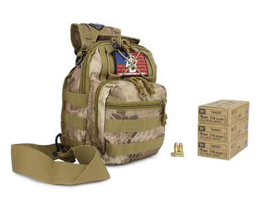 Winchester Service Grade 9mm 115 Gr FMJ w/ RTAC Tactical Sling Pack Desert Python (150 Rounds) - $40.84 