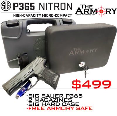 Sig Sauer P365 - 9mm With FREE Portable Pistol Safe - $499.99 (Free S/H on Firearms)