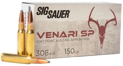 Sig Sauer Venari .308 Winchester Ammo 150gr Soft Point 20 Rounds - $23.99